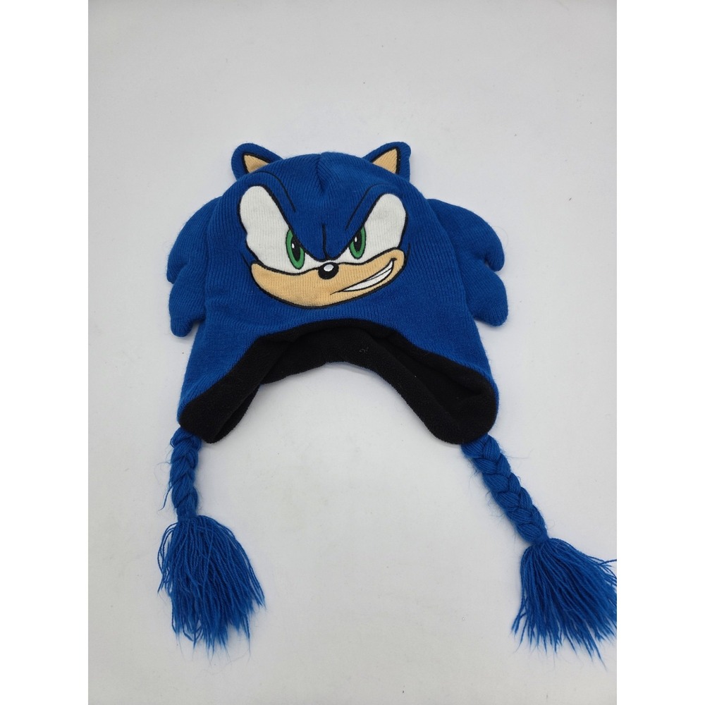 Sonic the hedgehog Hat Blue Braided Winter Sega One Size Genisis